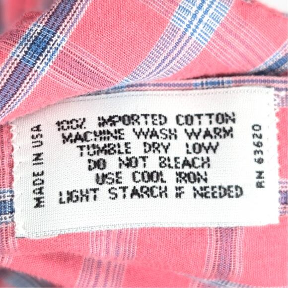 Gitman Bros Large Short Sleeve Button Down Mens Pink Plaid Cotton Shirt USA - Picture 3 of 4